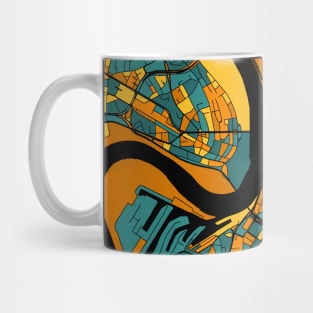 Dusseldorf Map Pattern in Orange & Teal Mug